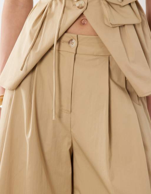YAS super wide leg pleated tailored pants in camel - part of a set, 4 of 5