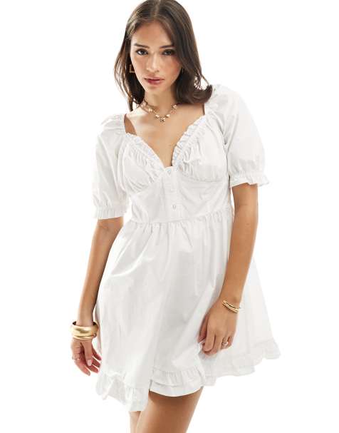 Y.A.S sweetheart bust mini dress with frill detail in white - view 1