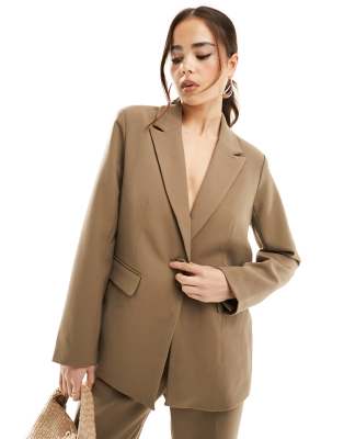 YAS YAS tailored blazer co-ord in brown - BROWN