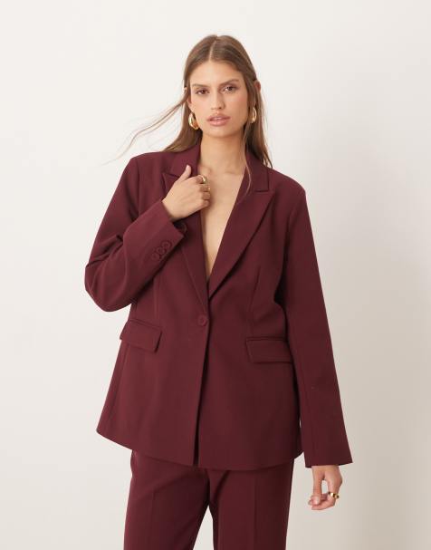YAS tailored blazer co-ord in burgundy - view 1