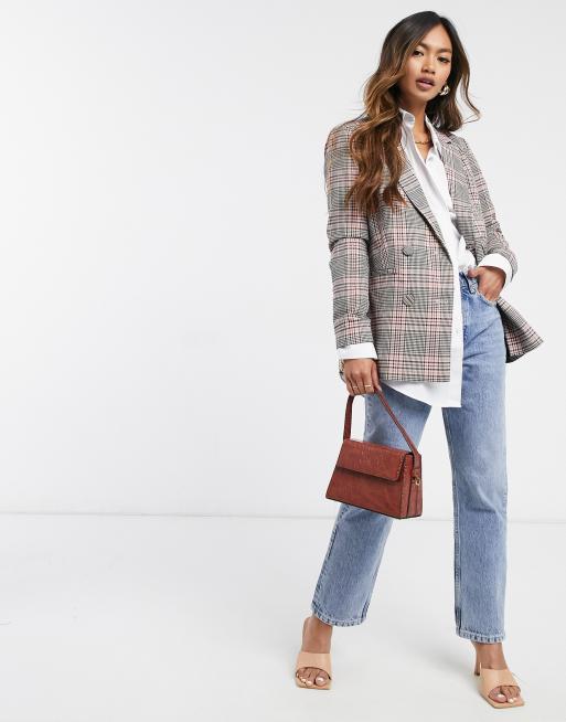 Grey check blazer on sale women