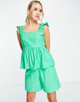 Y.A.S tailored city shorts co-ord in green