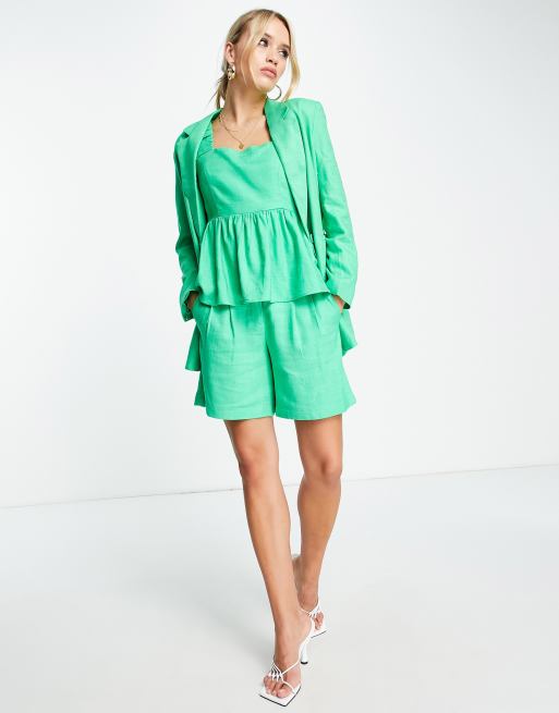 Y.A.S tailored city shorts in green (part of a set), 3 of 4