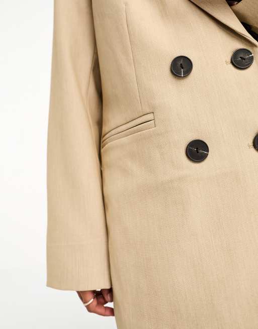 YAS tailored double breasted blazer co-ord in camel - STONE, 4 of 4