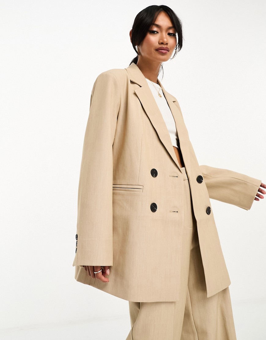 Y. A.S tailored double breasted blazer co-ord in camel-Neutral
