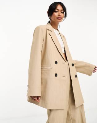 Y.A.S tailored double breasted blazer co-ord in camel-Neutral