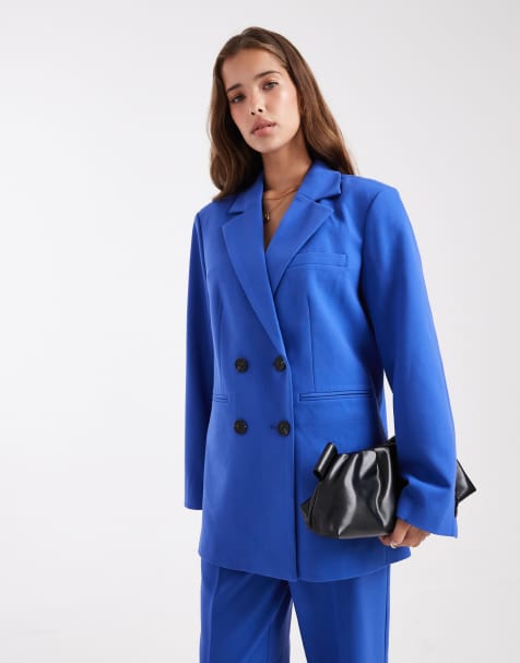YAS tailored double breasted blazer co-ord in dark blue