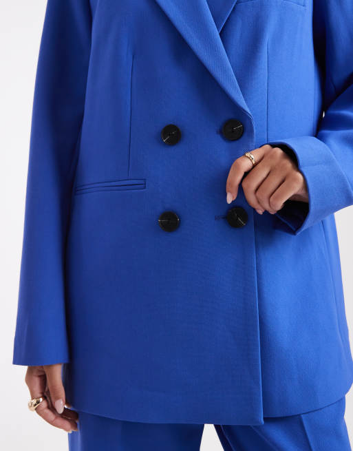 YAS tailored double breasted blazer co-ord in dark blue, 3 of 4