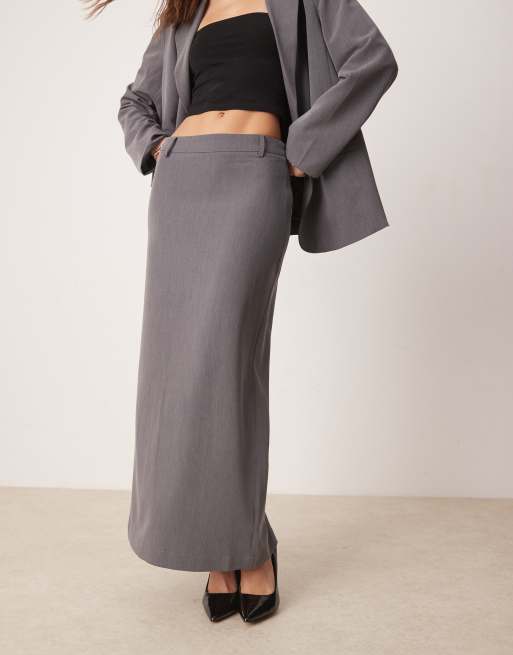 YAS tailored maxi skirt in thunderstorm gray - part of a set
