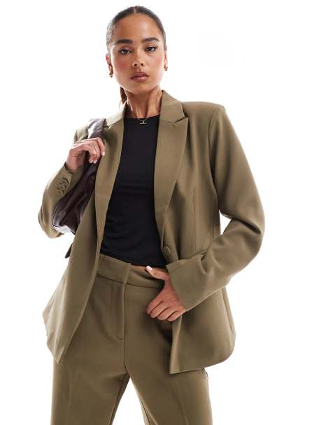 YAS tailored single breasted blazer co-ord in taupe - view 1