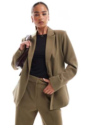 tailored single breasted blazer in taupe - part of a set-Neutral