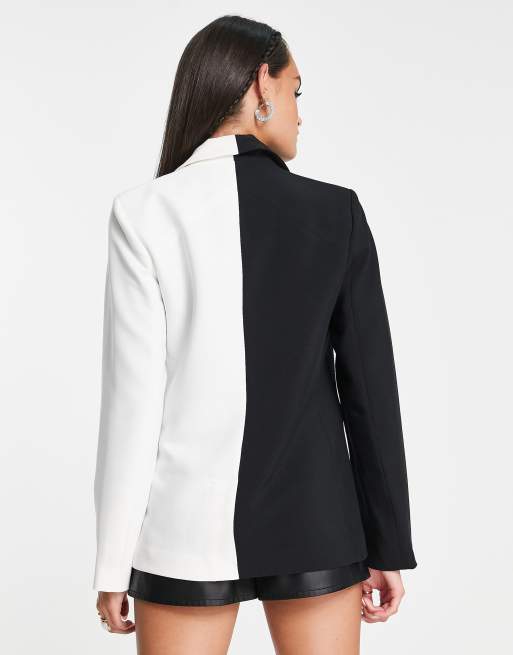 Y.A.S tailored suit blazer in black and white part of a set