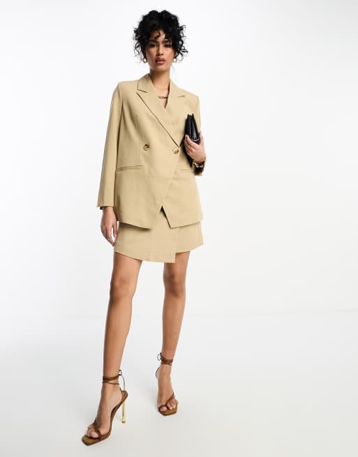 Y.A.S tailored suit double breasted blazer in camel - part of a set | ASOS