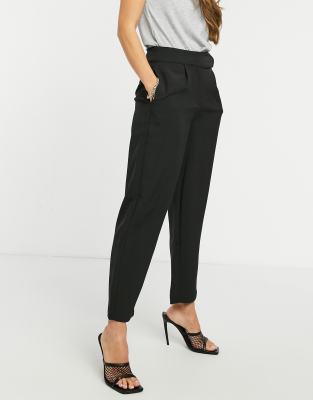 womens slim leg black trousers
