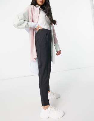 Y.A.S tailored trouser with elasticated waist in grey - ASOS Price Checker