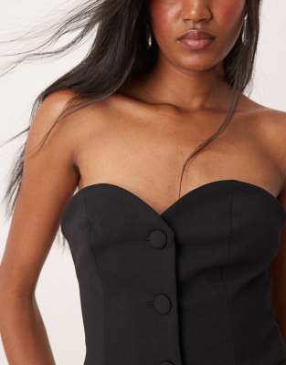 Y.a.s. Tailored Tux Mini Dress With Button Front In Black