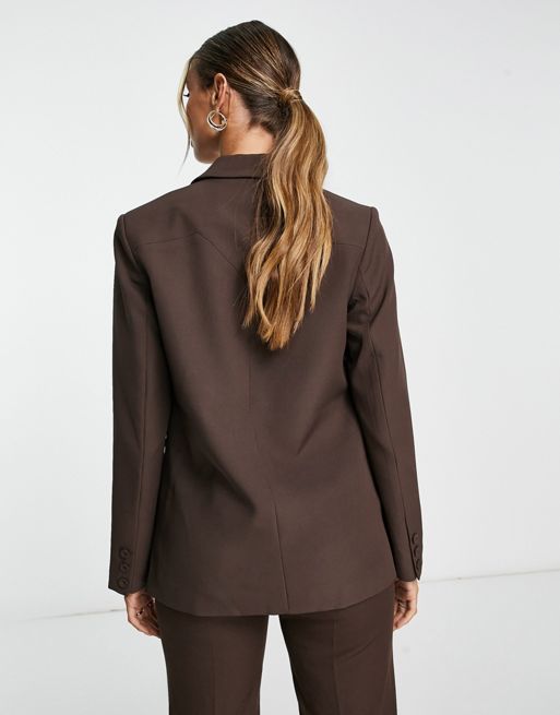 Y.A.S tailored tux suit blazer in brown - part of a set