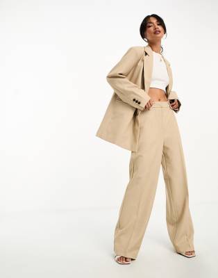 tailored wide leg pant in camel - part of a set-Neutral