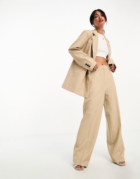 Vero Moda Petite tailored wide leg pants in cream