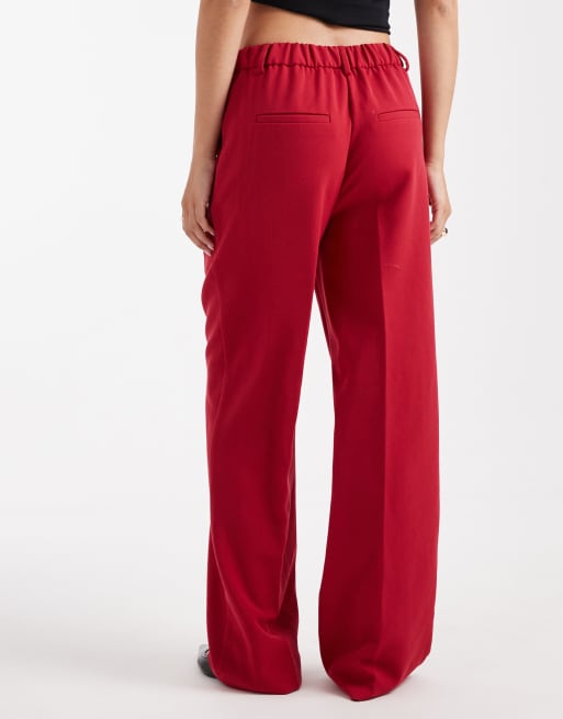 YAS tailored wide leg pants in red - part of a set