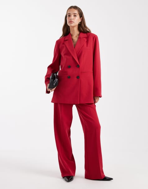 YAS tailored wide leg trouser co-ord in red