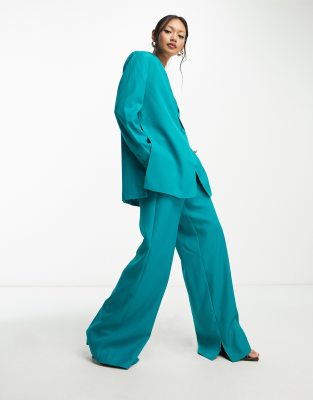 Y.A.S wide leg tailored trousers in dark green