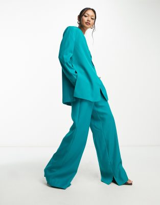 Y.A.S tailored wide leg pants in teal - part of a set  