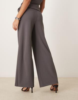 Y.a.s. Tailored Wide Leg Pants In Gray