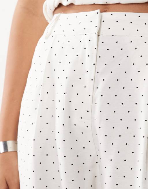 YAS tailored wide leg pants in white and black mini polka dots - part of a set, 5 of 5