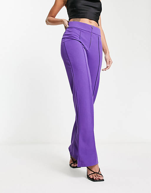 with | pants in front ASOS tailored wide zip leg Y.A.S purple