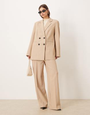 YAS YAS tailored wide leg trouser co-ord in camel-Neutral
