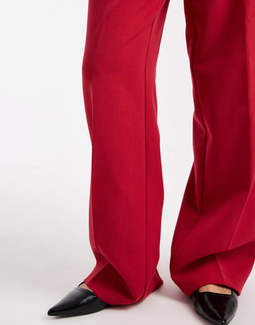 YAS tailored wide leg trouser co-ord in red, 5 of 5