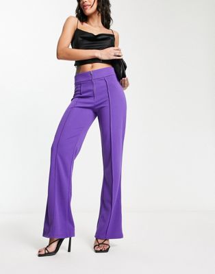 Y.A.S tailored wide leg trousers with zip front in purple