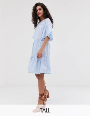 Y.A.S Tall - Gestreiftes Mini-Hängerkleid - Blau