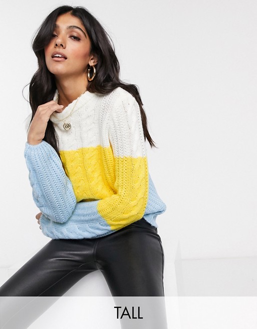 Y.A.S Tall Aria colourblock pullover knit jumper