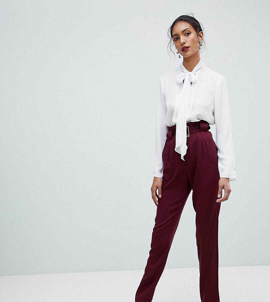 Y.A.S Tall Belted High Waisted Trouser-Red