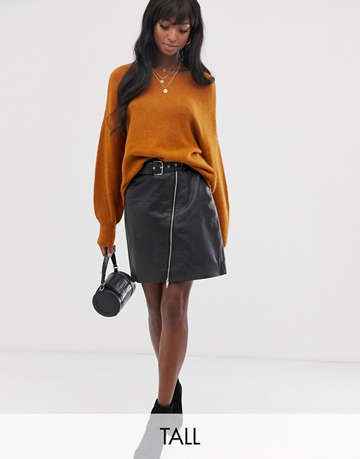 Y.A.S Tall belted leather skirt