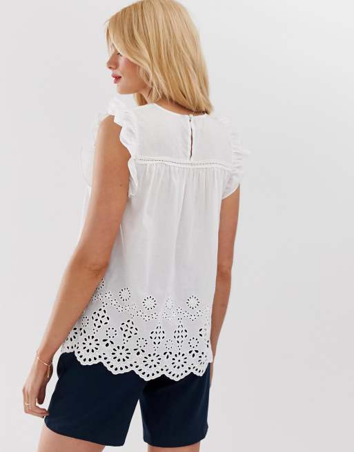 Y.A.S Tall Blouse met korte mouwen en broderie Anglaise