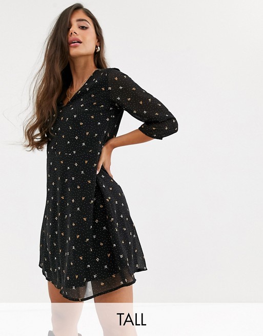 Y.A.S Tall button front floral mini dress