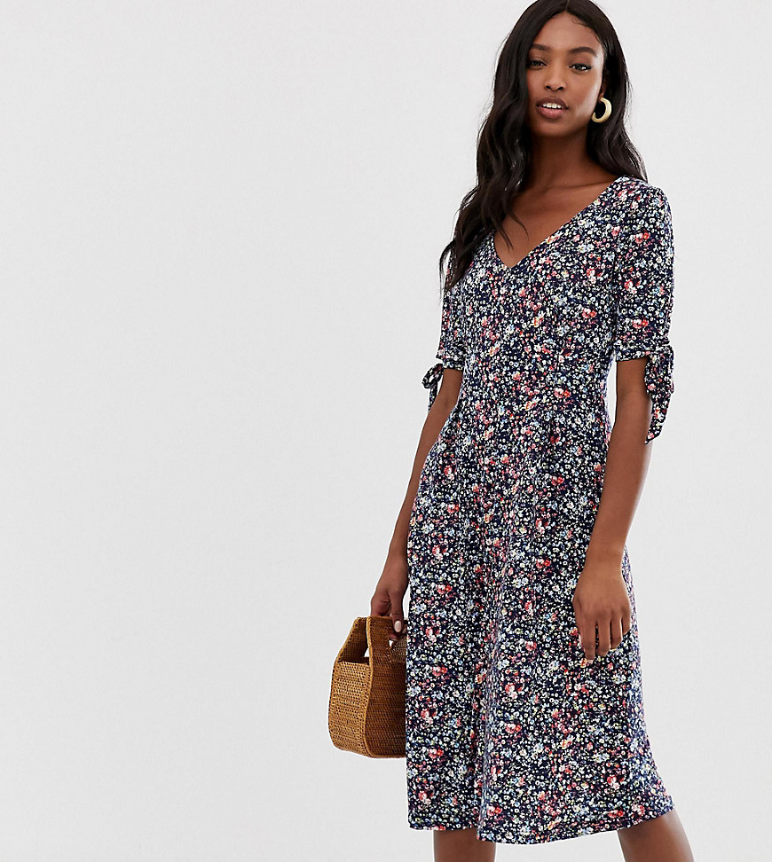 Y.A.S Tall - Carolina - Midi-jurk met fijne bloemenprint-Blauw