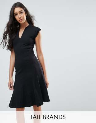 Y.A.S Tall Cisley V Neck A Line Dress-Black