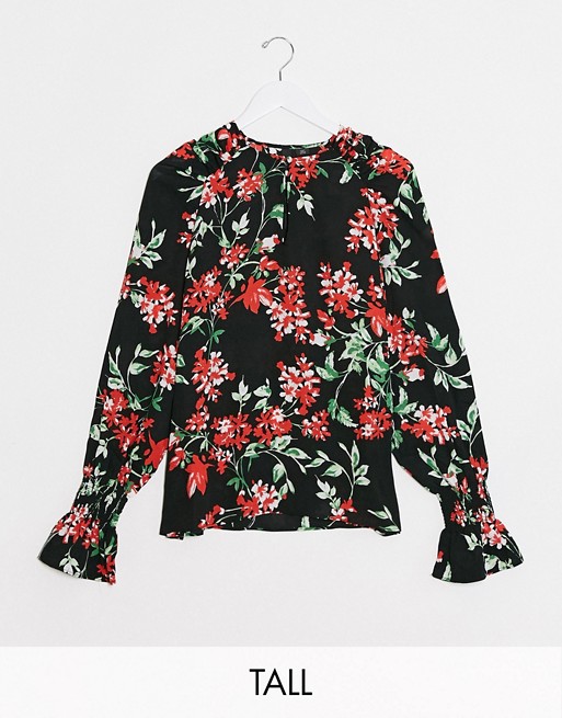 Y.A.S Tall Davida volume sleeve floral blouse
