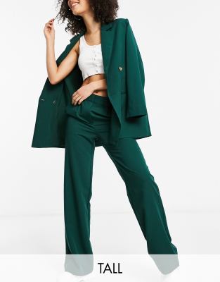 Y.A.S Tall - Elegante broek met wijde pijpen in donkergroen, deel van  co-ord set | ASOS