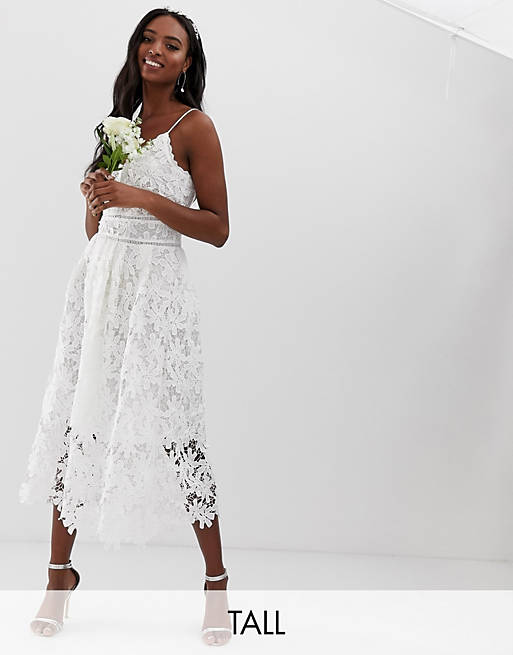 Y.A.S Tall floral lace cami dress in white