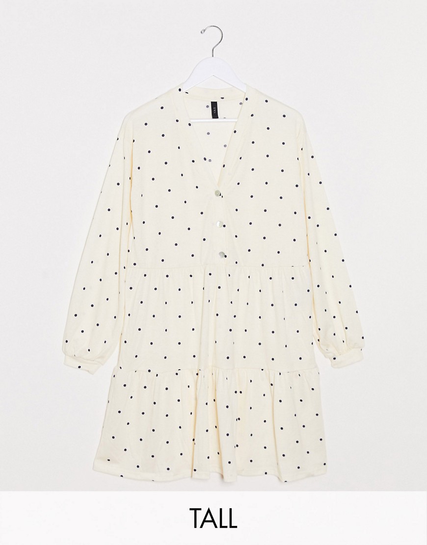 Y.A.S Tall Justine tiered polka dot dress-White