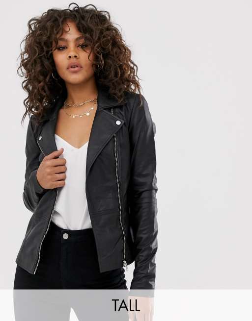 Tall leather 2024 biker jacket