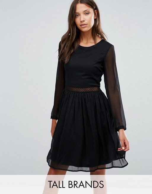 Y.A.S Tall Long Sleeve Dress with Lace Insert