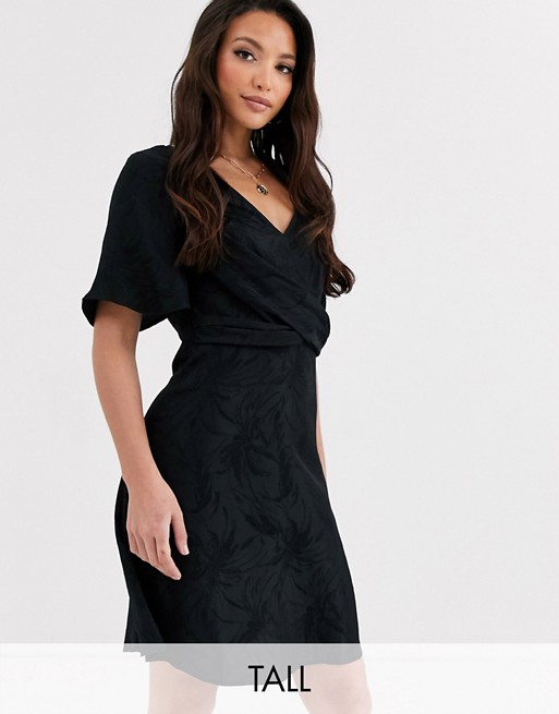 Y.A.S Tall Opia short sleeve knot front mini dress