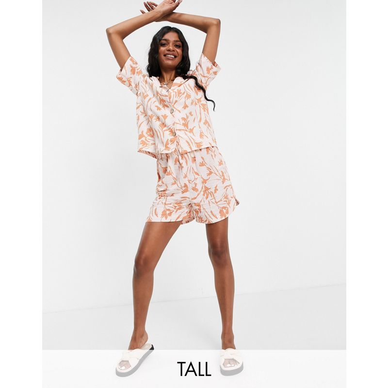 Designer Donna Y.A.S Tall - Coordinato con camicia a maniche corte e pantaloncini con stampa tropicale