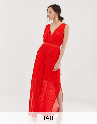 pleated wrap maxi dress